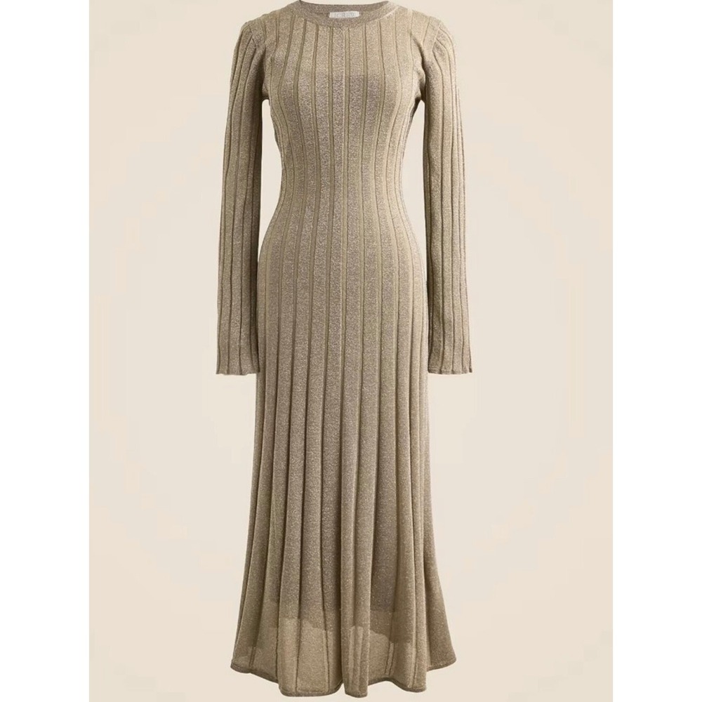 J CREW Rib-knit flare midi dress with Lurex® metallic threads. XXS